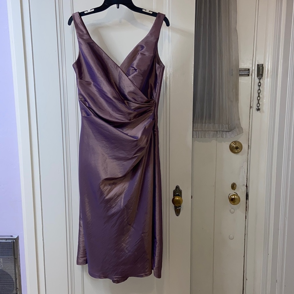 Satin V-Neck Ruched Maxi Dress in Lavender